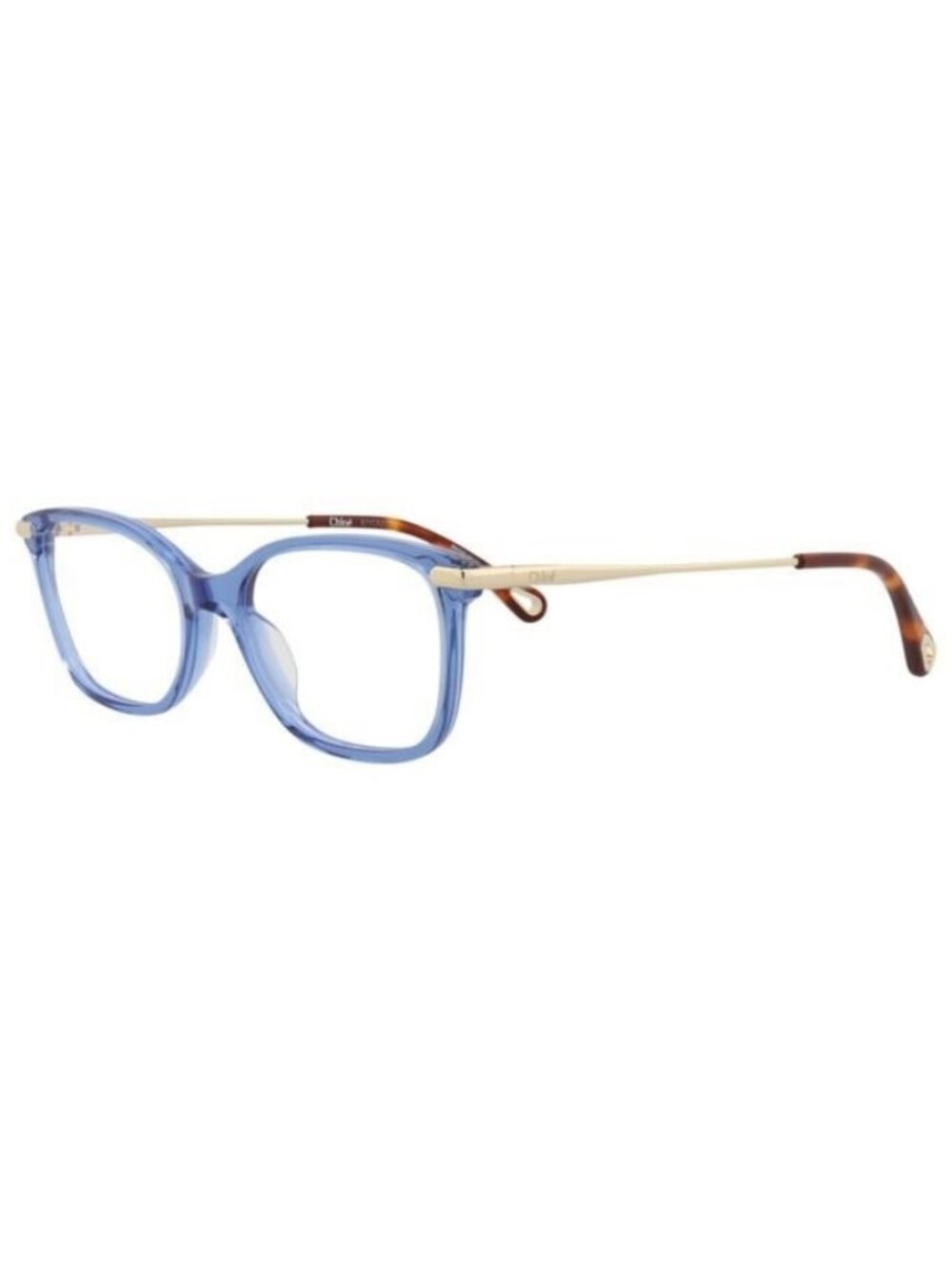 New Chloé Womens Square/Rectangle Blue Gold Transparent Fashion Designer Eyeglas